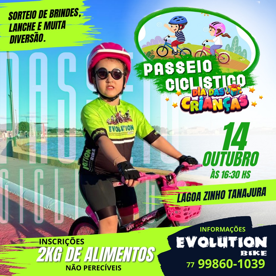 Evolution Bike realiza passeio ciclístico Dia das Crianças no próximo sábado (14)