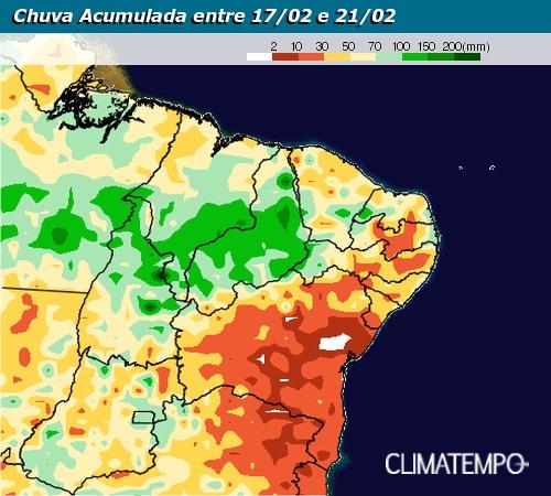 Fim de semana de chuva forte no Nordeste