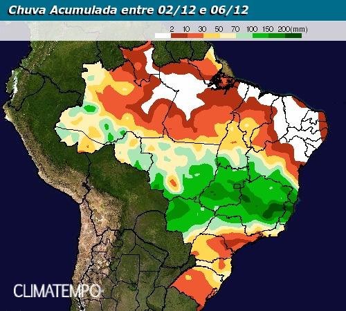 Chuva volumosa no BR na primeira quinzena de dezembro