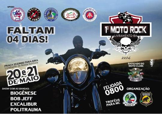 LIVRAMENTO: FALTAM 04 DIAS PARA 1º MOTO ROCK 2016 
