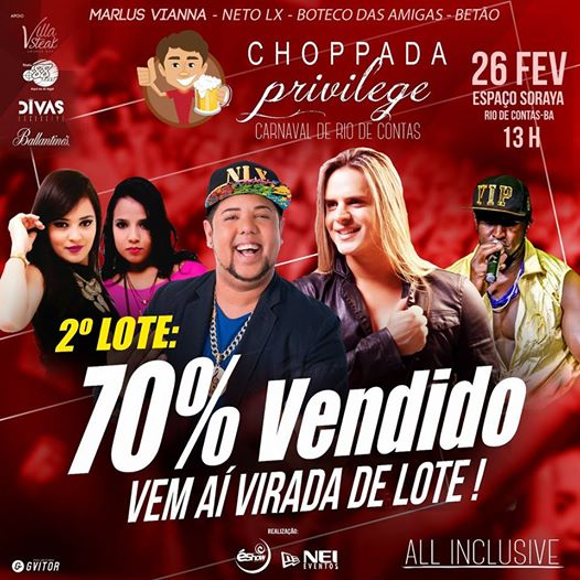 CHOPPADA PRIVILEGE: 2º LOTE ESTÁ SE ESGOTANDO; ADQUIRA LOGO O SEU ANTES DA VIRADA DE PREÇO