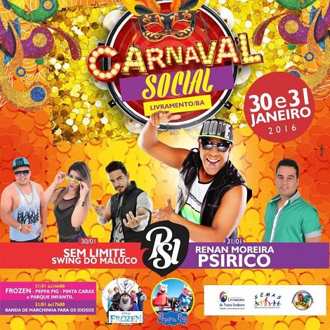 LIVRAMENTO: Carnaval do Social terá Psirico como a grande atração