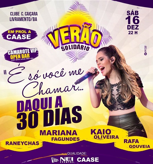 VERÃO SOLIDÁRIO: FALTAM 30 DIAS; ADQUIRA LOGO O SEU INGRESSO