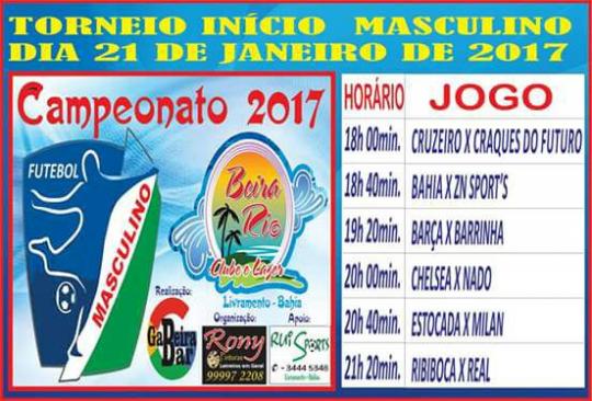 FUTEBOL ARTE DE LIVRAMENTO: 21 DE JANEIRO NO CLUBE BEIRA RIO