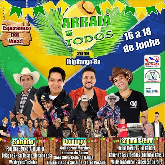IBIPITANGA: ARRAÍA DE TODOS ACONTECE DE 16 A 18 DE JUNHO