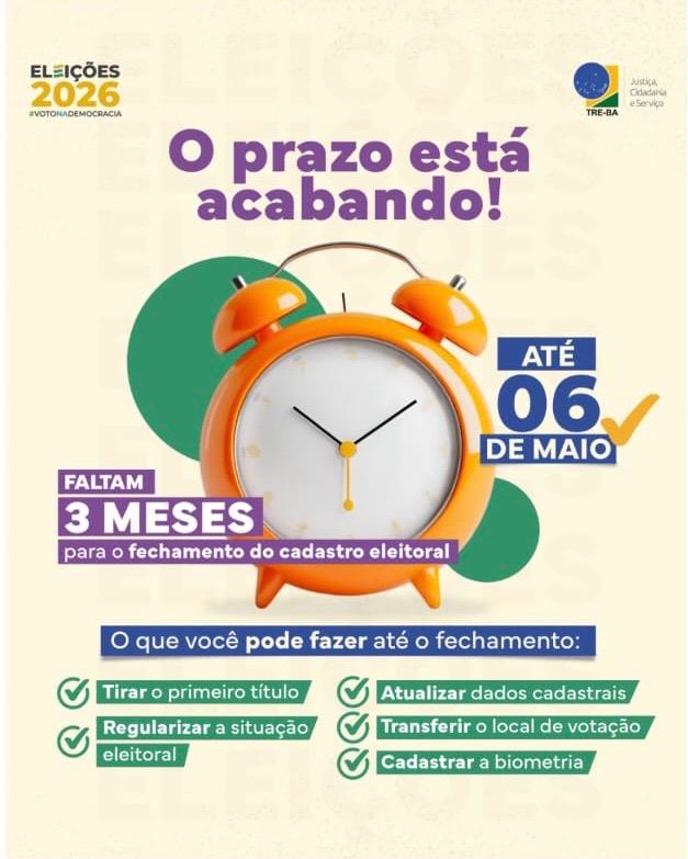 Faltam 3 meses para o fechamento do cadastro eleitoral