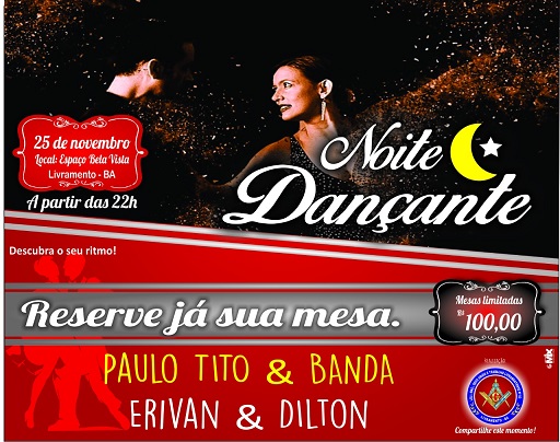 LIVRAMENTO: MAÇONARIA REALIZA FESTA DANÇANTE NO ESPAÇO BELA VISTA DIA 25/11