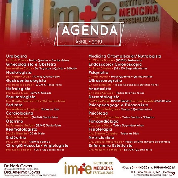 LIVRAMENTO: CONFIRA A AGENDA DO MÊS DE ABRIL DO IME
