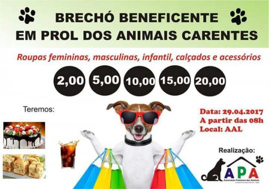 ASSOCIAÇÃO PROTETORA DOS ANIMAIS (APA) REALIZA BRECHÓ NESTE SÁBADO 29 DE ABRIL