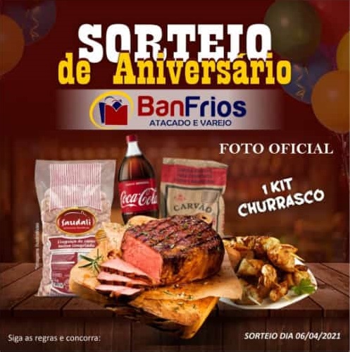 DISTRIBUIDORA BANFRIOS REALIZA SORTEIO DE ANIVERSÁRIO NO INSTAGRAM AMANHÃ (06); CORRA QUE DÁ TEMPO PARTICIPAR!
