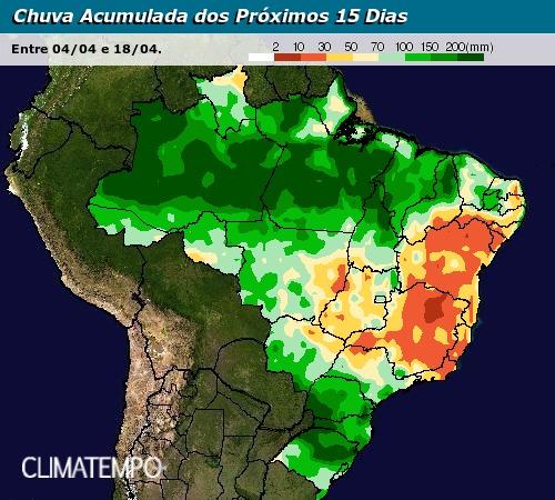 CHUVAS NO BRASIL: ANÁLISE PARA 15 DIAS