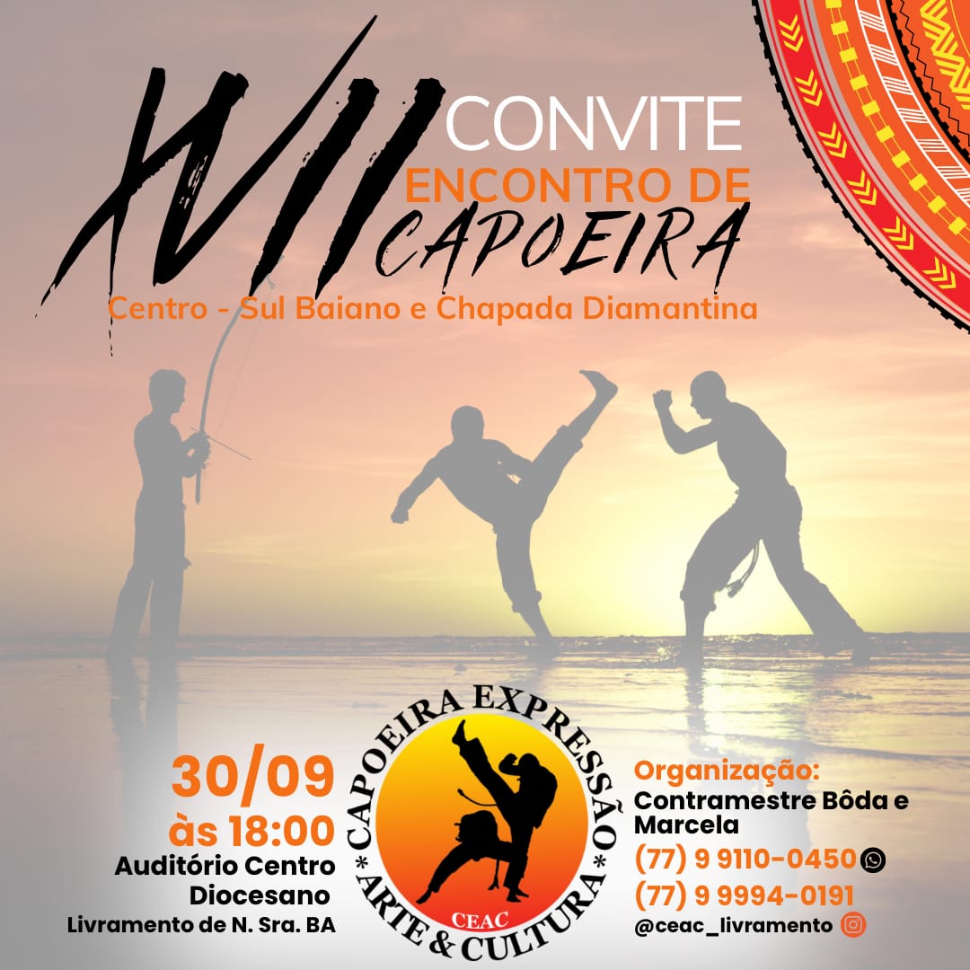 O CEAC (Capoeira Expressão Arte e Cultura) realiza 17º encontro de Capoeira neste sábado (30)