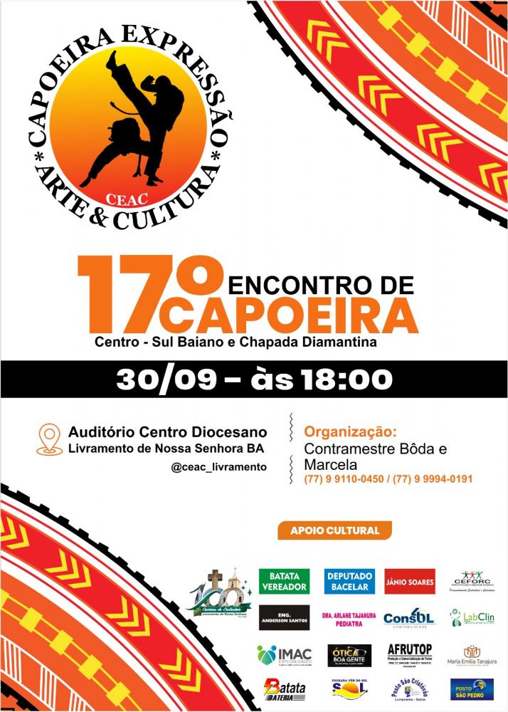 O CEAC (Capoeira Expressão Arte e Cultura) realiza 17º encontro de Capoeira neste sábado (30)