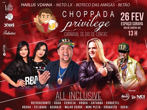 CHOPPADA PRIVILEGE: 2º LOTE ESTÁ SE ESGOTANDO; ADQUIRA LOGO O SEU ATÉ O DIA 15/02