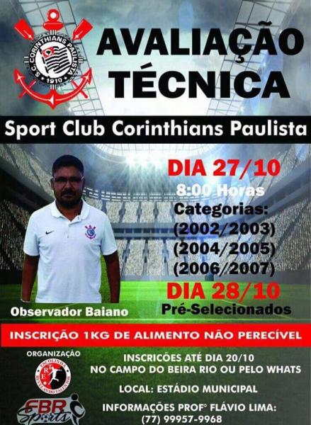 LIVRAMENTO: ESCOLINHA REVELANDO TALENTOS E FBR SPORTS REALIZAM AVALIAÇÃO TÉCNICA PARA O CORINTHIANS