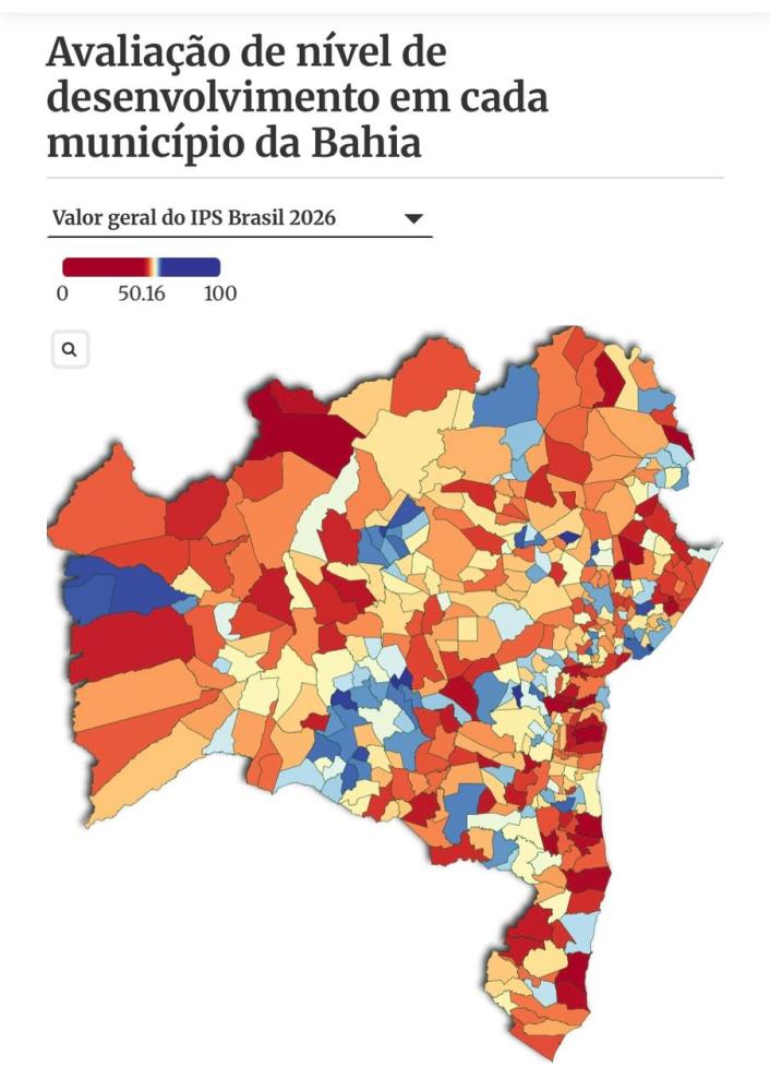 Somente quatro cidades da Bahia estão acima da média nacional de qualidade de vida no IPS 2026