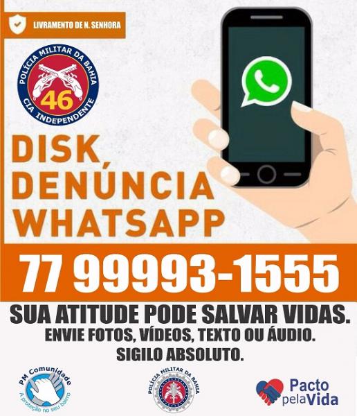 LIVRAMENTO: 46ª CIPM LANÇA DISK DENÚNCIA VIA WHATSAPP