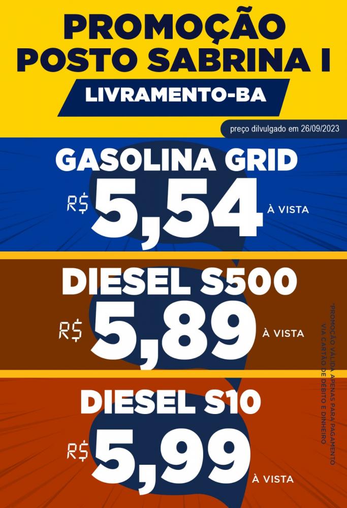 Livramento: Posto Sabrina I anuncia gasolina grid a R$ 5,54