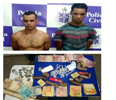 DOIS SÃO PRESOS E UM MENOR APREENDIDO POR TRÁFICO DE DROGAS NO MONTE PASCOAL EM GUANAMBI