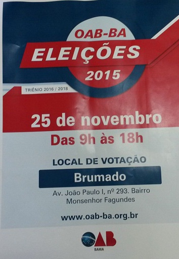 OABs divulgam calendários das eleições; na Bahia votação acontece dia 25/11/2015