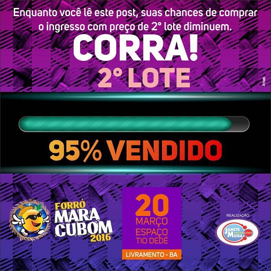 FORRÓ DO MARACUBOM: ADQUIRA LOGO SEU INGRESSO ANTES DO FIM DO 2º LOTE