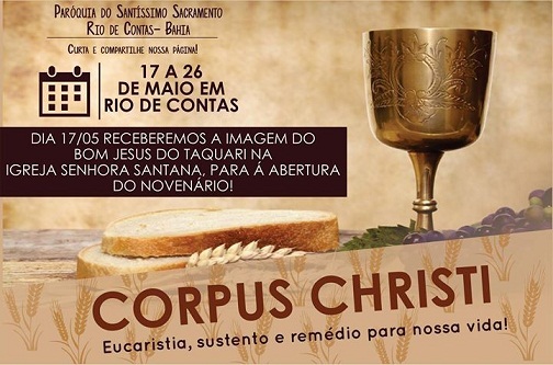 CORPUS CHRISTI 2016: COMEÇA HOJE (17) NOVENÁRIO DO PADROEIRO DE RIO DE CONTAS
