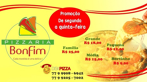 PIZZARIA BONFIM: DE SEGUNDA À QUINTA TEM PROMOÇÃO DE PIZZAS!