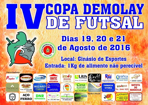 LIVRAMENTO: CAPÍTULO LIVRAMENTENSE REALIZARÁ IV COPA DEMOLAY DE FUTSAL NOS DIAS 19, 20 E 21 DE AGOSTO;