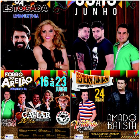 CONFIRA A PROGRAMAÇÃO DOS FESTEJOS JUNINOS DE LIVRAMENTO DE NOSSA SENHORA