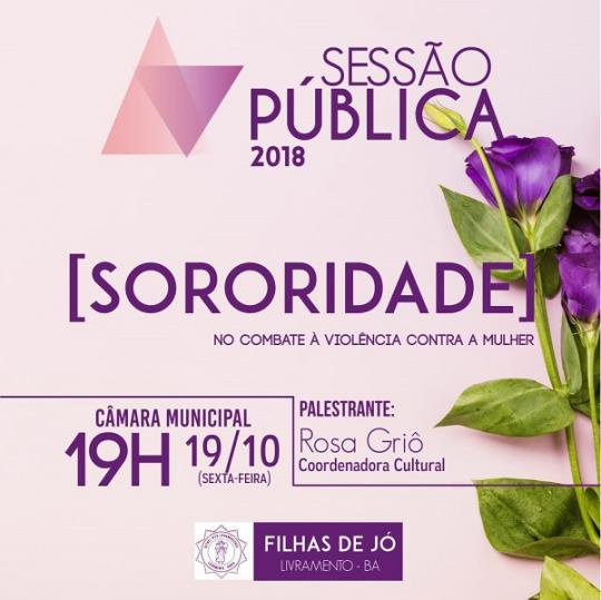 FILHAS DE JÓ REALIZAM SESSÃO PÚBLICA NA CÂMARA MUNICIPAL NA PRÓXIMA SEXTA (19)