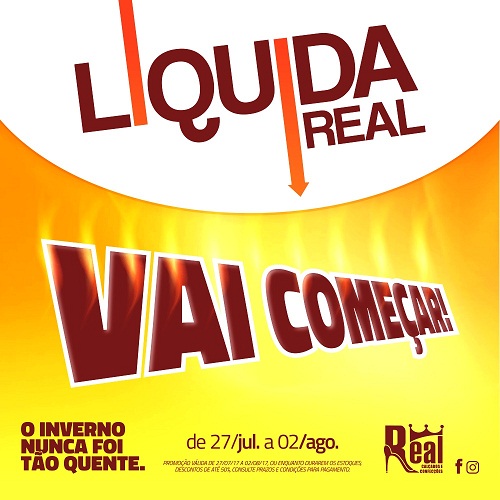 COMEÇA NESTA QUINTA-FEIRA (27) A MEGA PROMOÇÃO DA REAL CALÇADOS COM 50% DE DESCONTO E 10X SEM JUROS NO CREDIÁRIO
