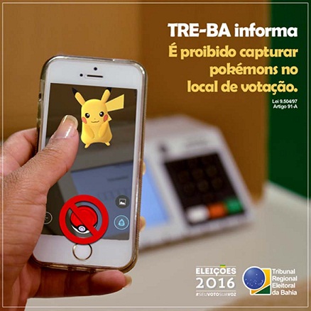 Caçar pokémons nas zonas eleitorais está proibido, alerta TRE
