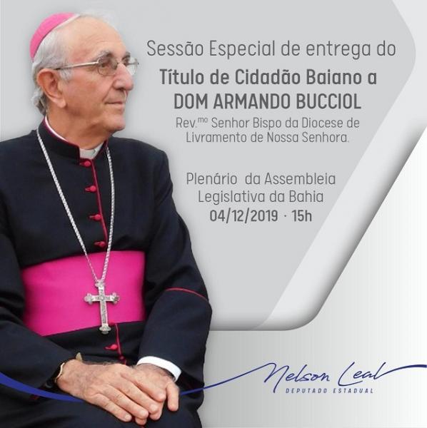 ALBA: DOM ARMANDO RECEBE TÍTULO DE CIDADÃO BAIANO NA PRÓXIMA QUARTA (04)