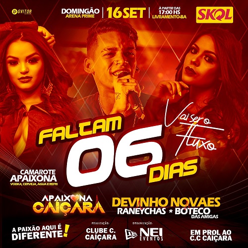 APAIXONA CAIÇARA: FALTAM 06 DIAS; ADQUIRA LOGO O SEU INGRESSO
