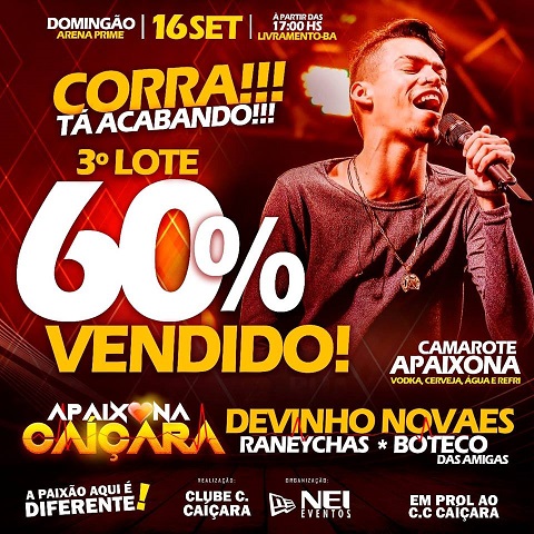 APAIXONA CAIÇARA: ADQUIRA LOGO O SEU INGRESSO ANTES DA VIRADA!