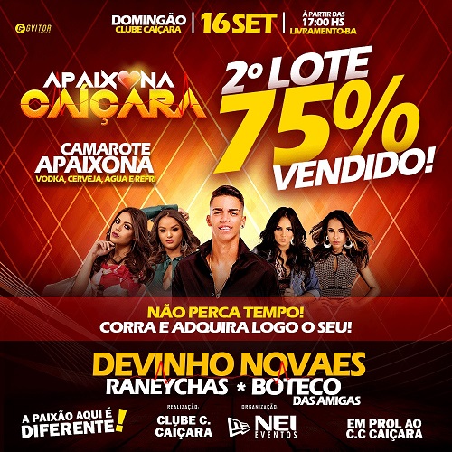APAIXONA CAIÇARA: ADQUIRA LOGO O SEU INGRESSO ANTES DA VIRADA DE PREÇO
