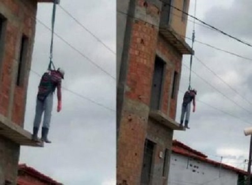 Pedreiro sofre choque elétrico e sobrevive pendurado em cabo de segurança